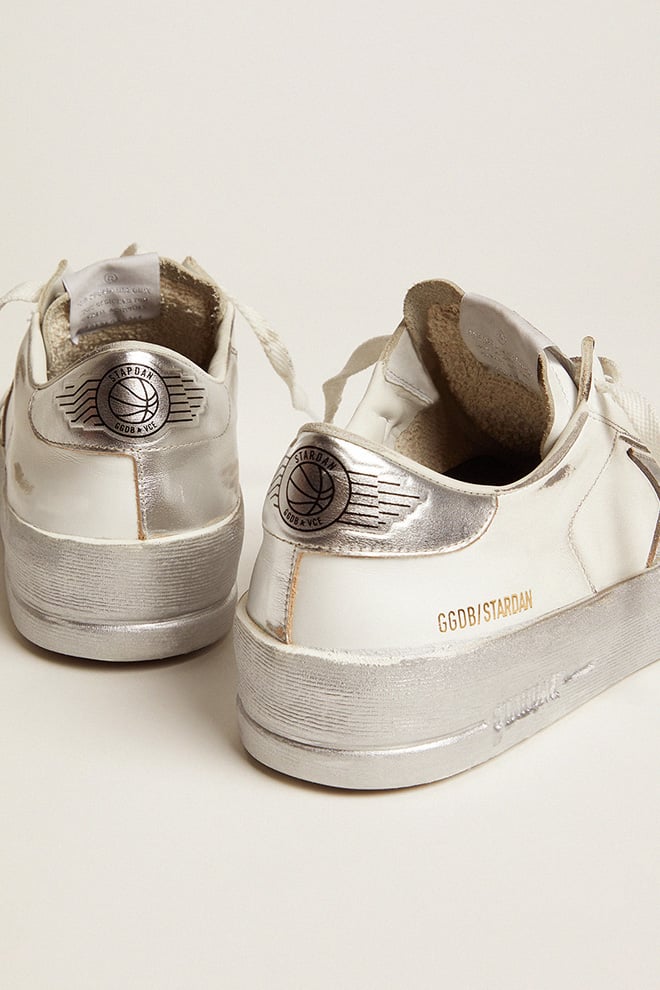 Golden Goose Stardan sneakers with silver metallic leather star and heel tab