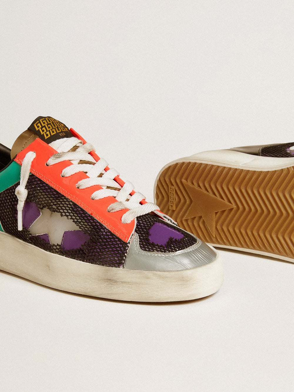 Golden Goose Women's Stardan LAB in patent leather and mesh with rubber star