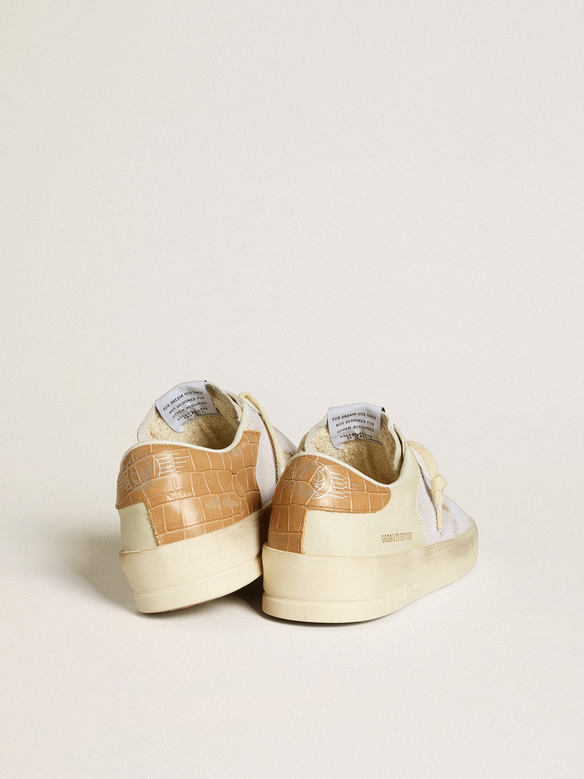 Golden Goose Women's Stardan LTD with beige leather star and crocodile beige leather heel tab