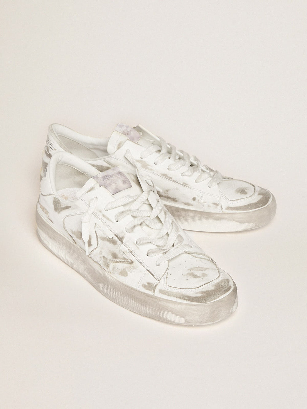 Golden Goose Stardan sneakers in white leather with lived-in treatment