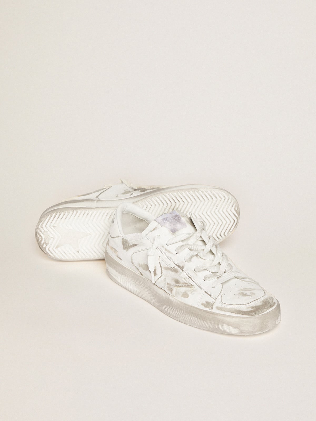 Golden Goose Stardan sneakers in white leather with lived-in treatment