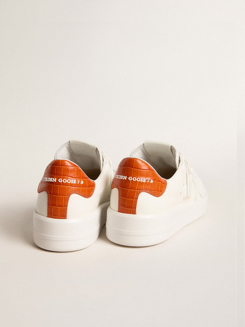 Golden Goose Women’s Purestar with white leather star and orange heel tab