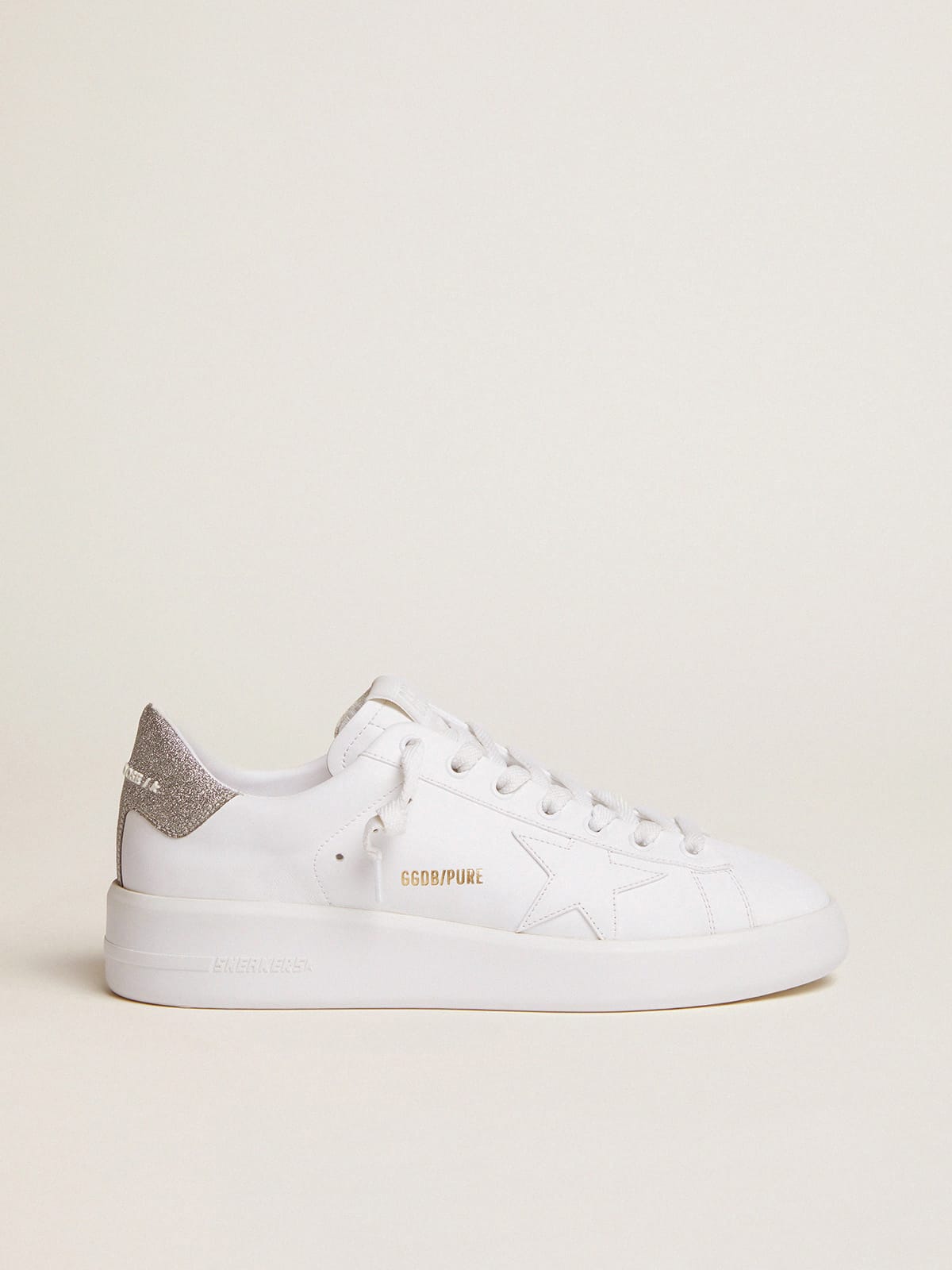 Golden Goose Women's Purestar sneakers with glittery silver heel tab