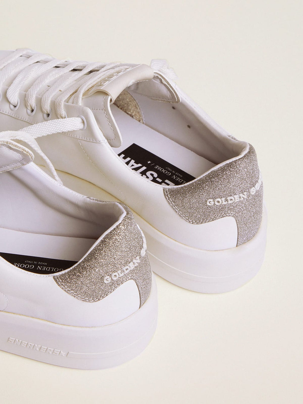 Golden Goose Women's Purestar sneakers with glittery silver heel tab