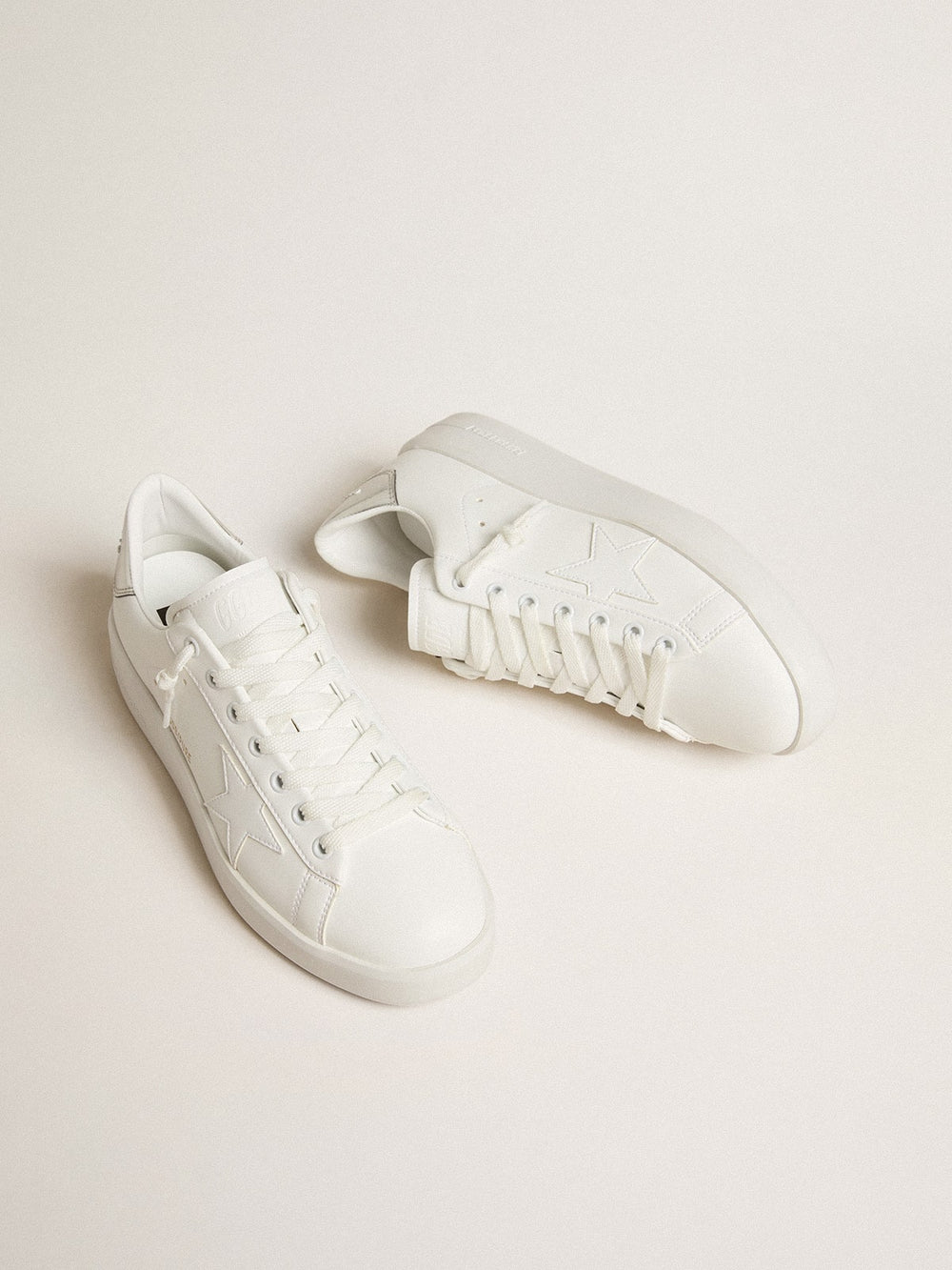 Golden Goose Women’s bio-based Purestar with white star and mirror-effect heel tab