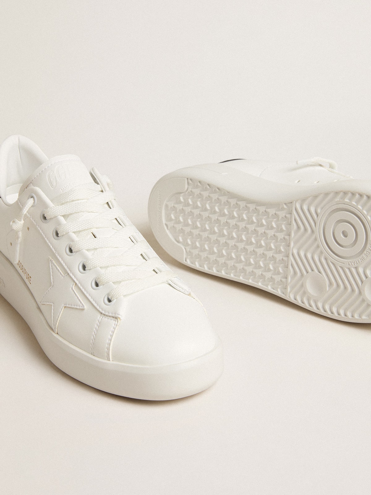 Golden Goose Women’s bio-based Purestar with white star and mirror-effect heel tab