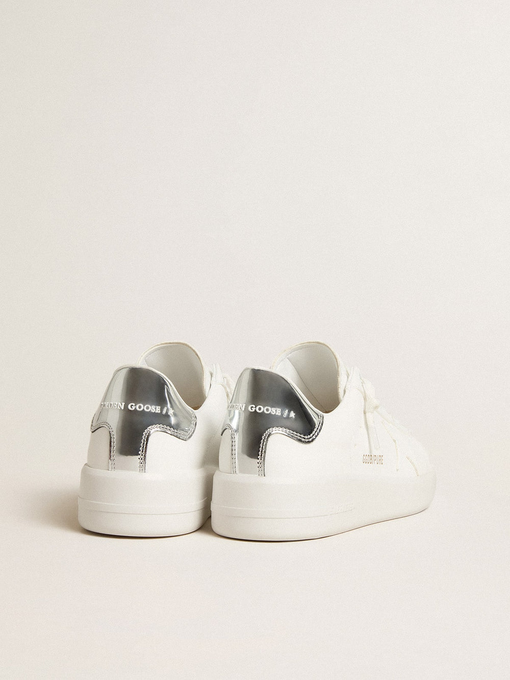 Golden Goose Women’s bio-based Purestar with white star and mirror-effect heel tab