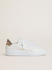 Golden Goose Women’s Purestar with white leather star and brown crystal heel tab