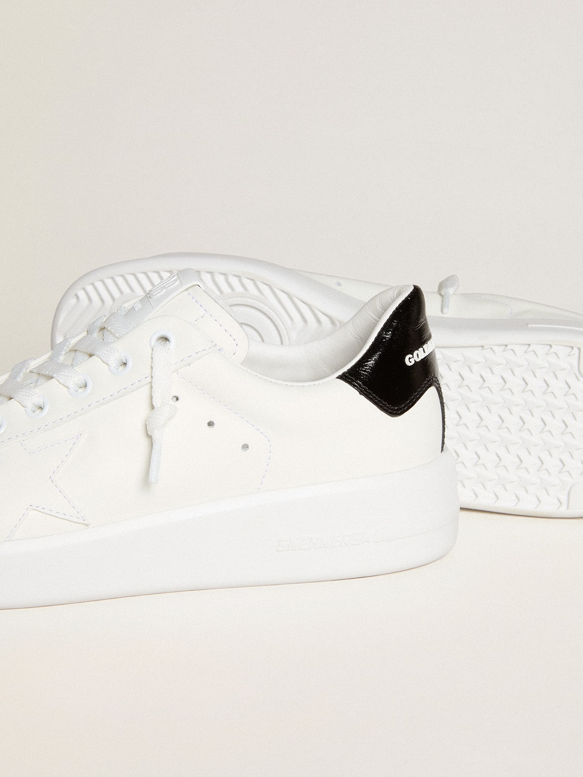 Golden Goose Women's Purestar with leather star and black patent leather heel tab