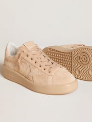 Golden Goose Purestar in suede with suede star and light pink leather heel tab