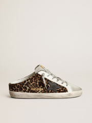 Golden Goose Women's Super-Star Sabot in leopard print pony skin with black star
