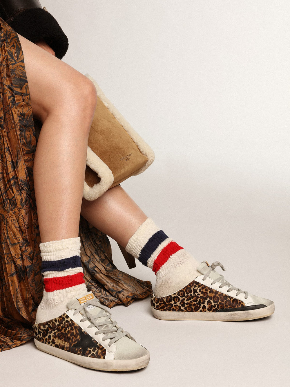 Golden Goose Women's Super-Star Sabot in leopard print pony skin with black star