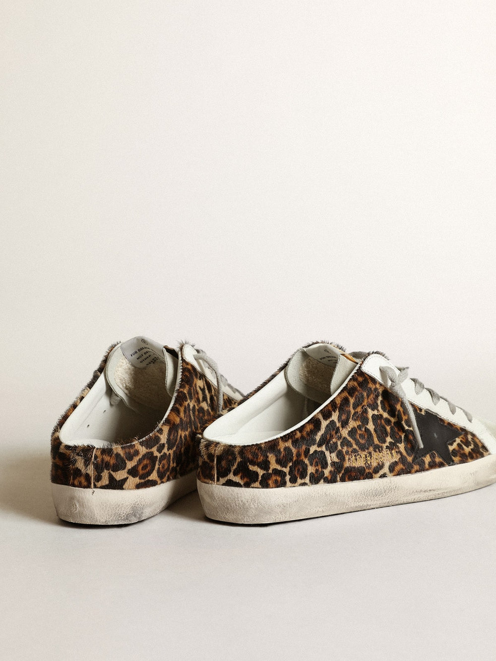 Golden Goose Women's Super-Star Sabot in leopard print pony skin with black star
