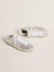 Golden Goose Women’s Super-Star Sabot LTD with gray suede star and Swarovski crystals
