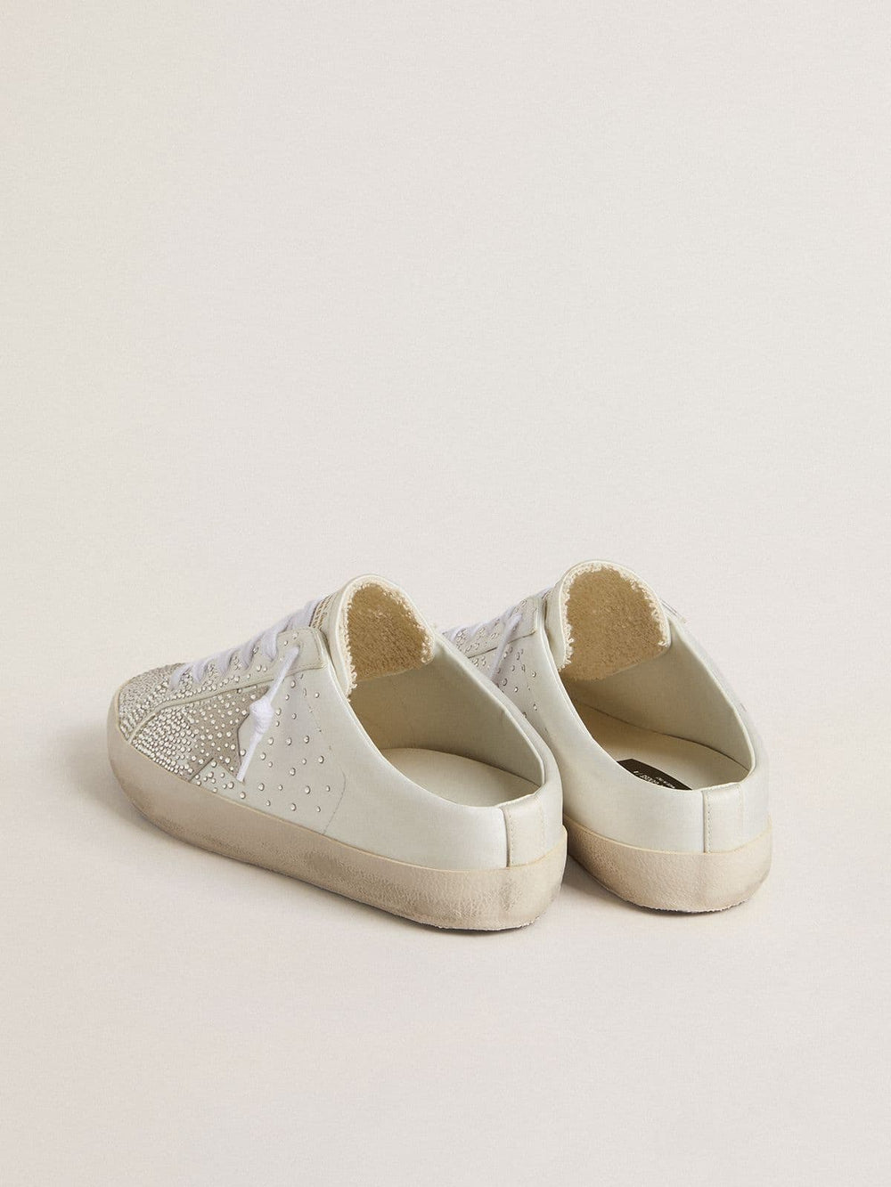 Golden Goose Women’s Super-Star Sabot LTD with gray suede star and Swarovski crystals