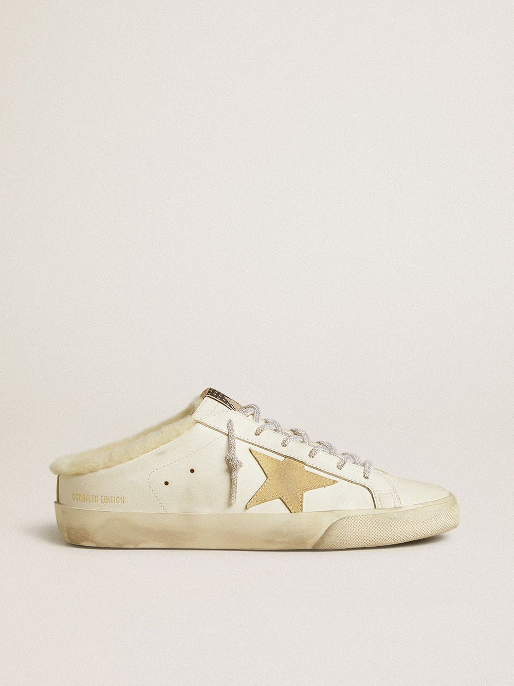 Golden Goose Women’s Super-Star Sabots with gold suede star and shearling lining