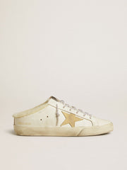 Golden Goose Women’s Super-Star Sabots with gold suede star and shearling lining
