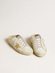 Golden Goose Women’s Super-Star Sabots with gold suede star and shearling lining
