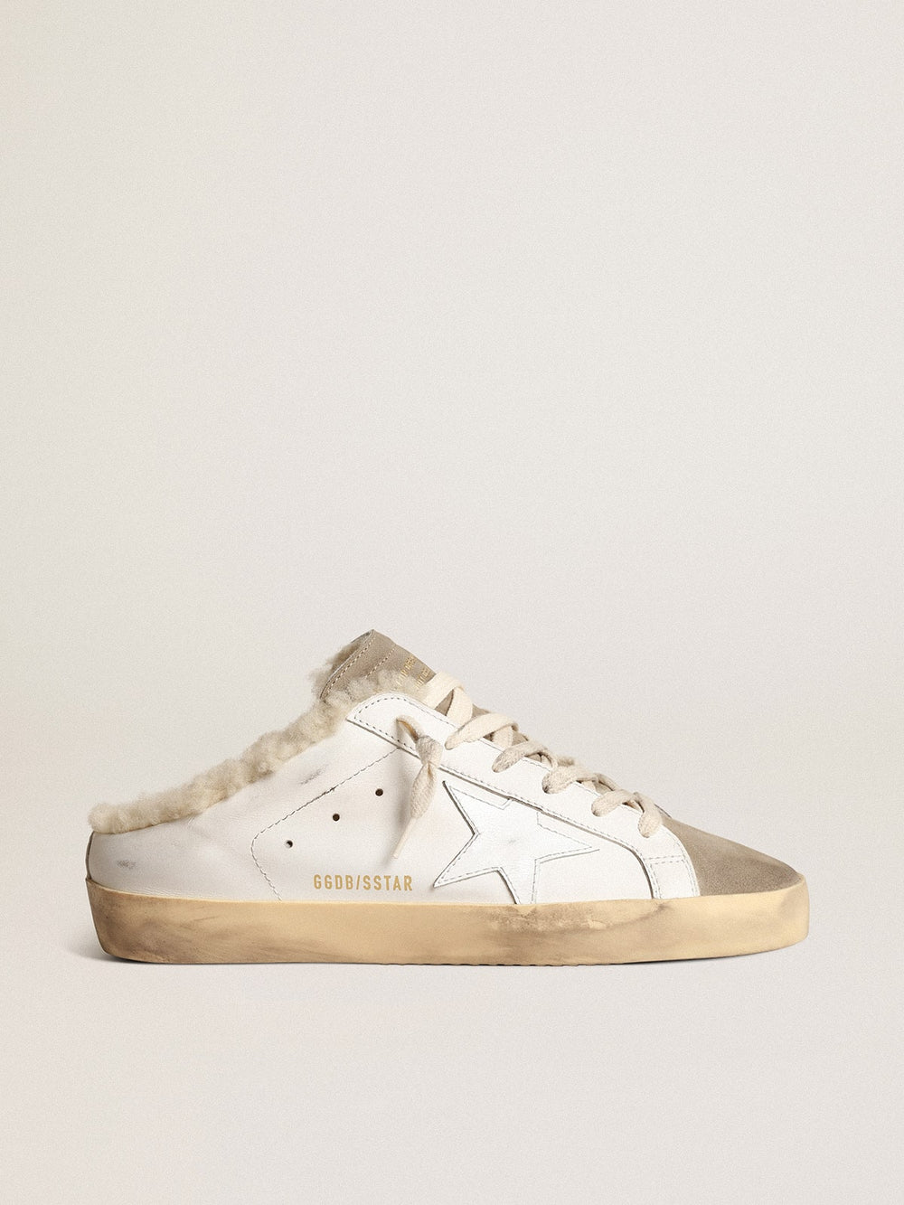 Golden Goose Super-Star Sabots with white leather star and shearling lining