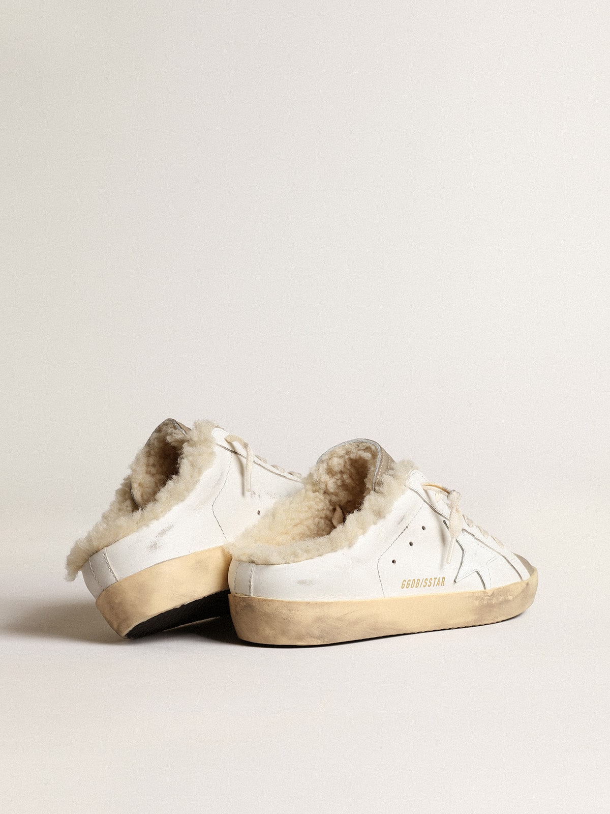 Golden Goose Super-Star Sabots with white leather star and shearling lining