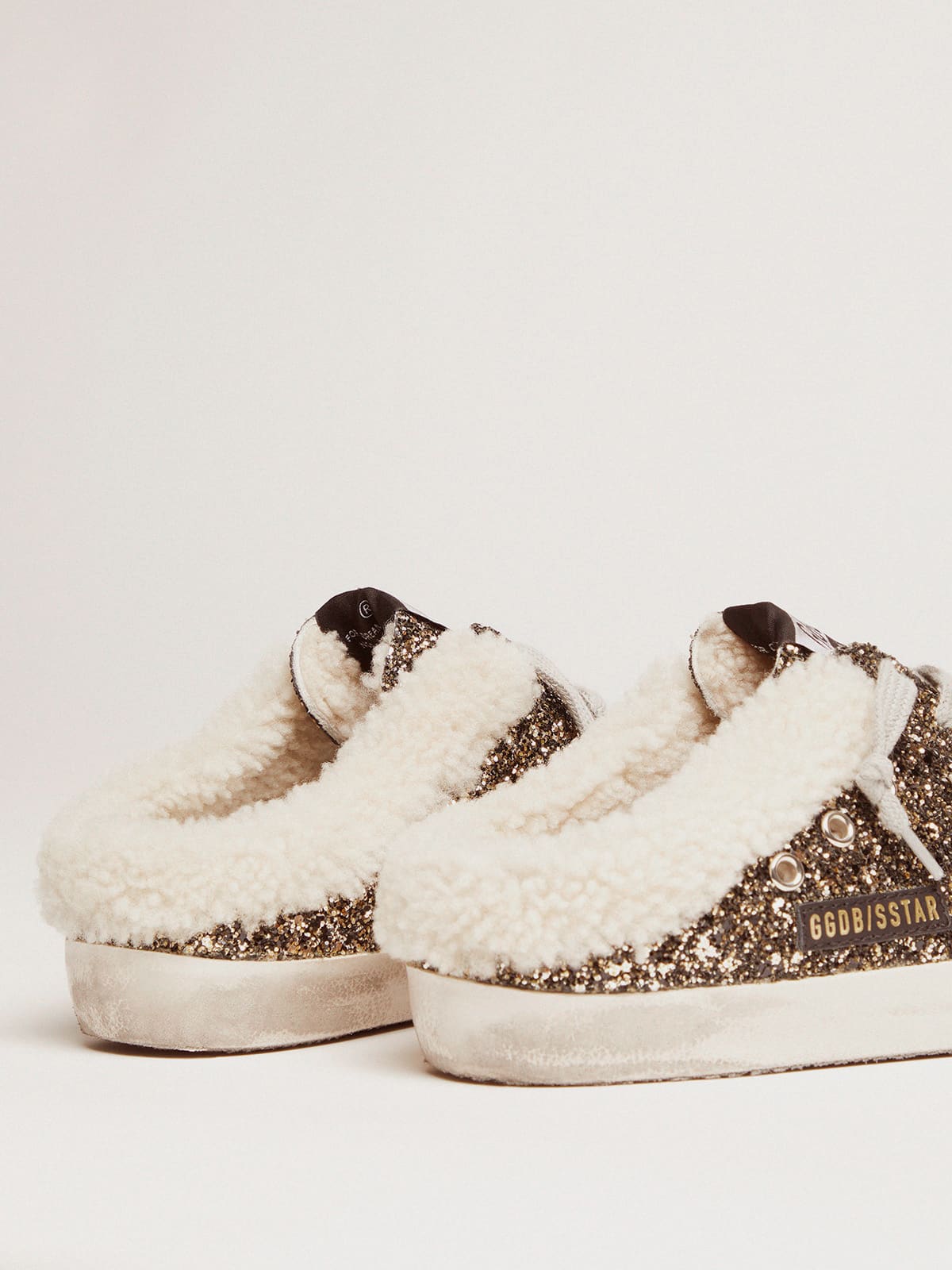 Golden Goose Women's Super-Star Sabot with glitter and shearling interior
