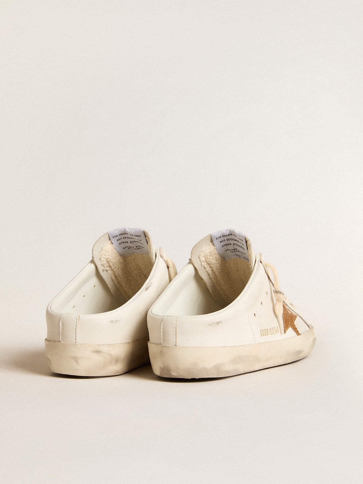 Golden Goose Super-Star Sabots in leather with plasticized gold glitter star