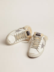 Golden Goose Women's Super-Star Sabot in white leather and shearling lining