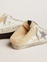 Golden Goose Women's Super-Star Sabot in white leather and shearling lining