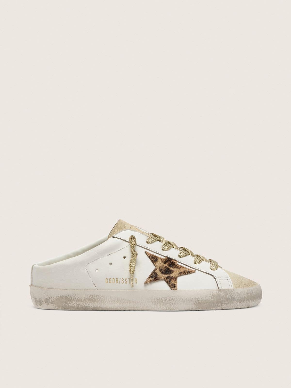 Golden Goose Super-Star Sabots with pony skin star and beige suede tongue