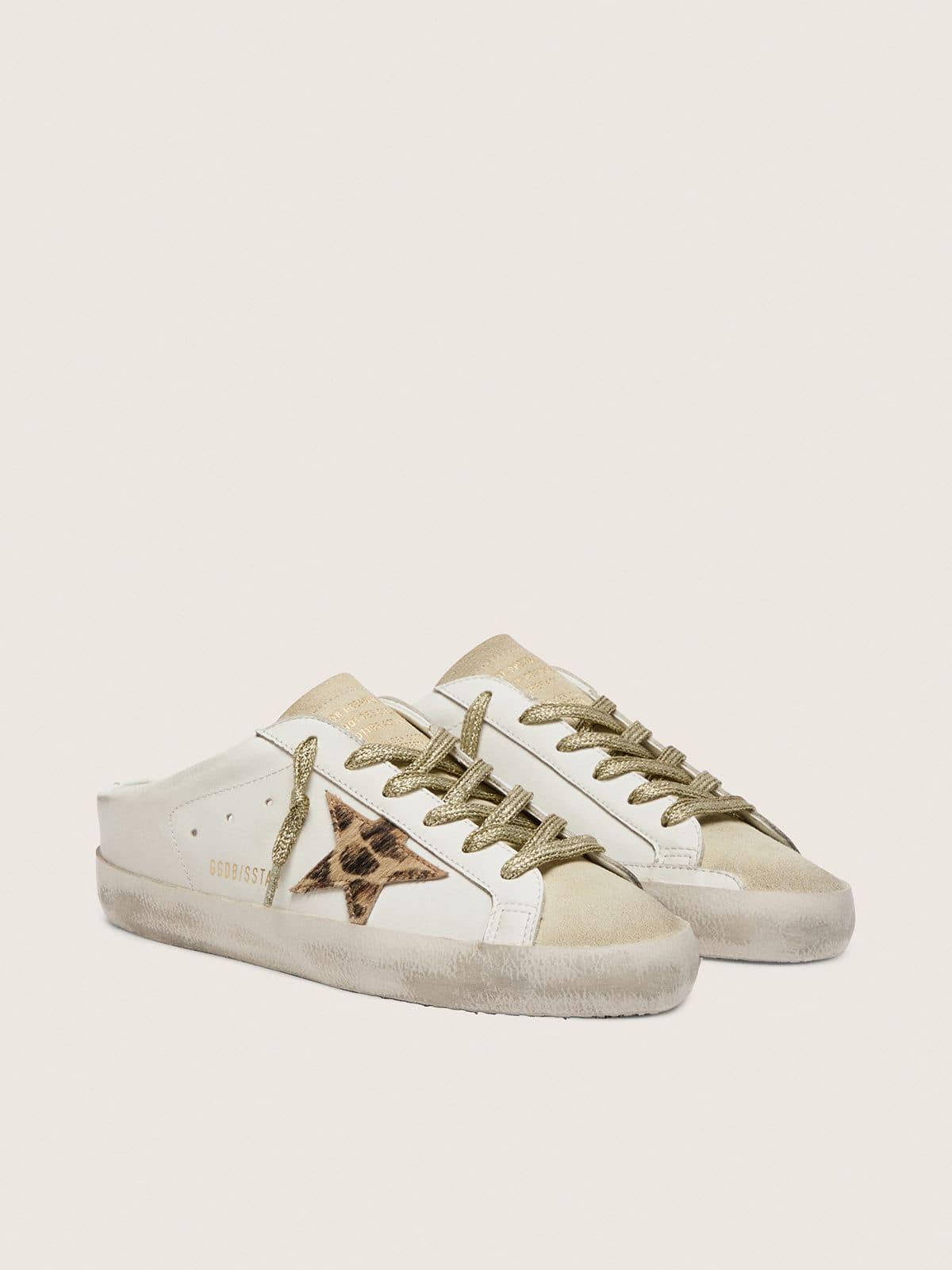 Golden Goose Super-Star Sabots with pony skin star and beige suede tongue