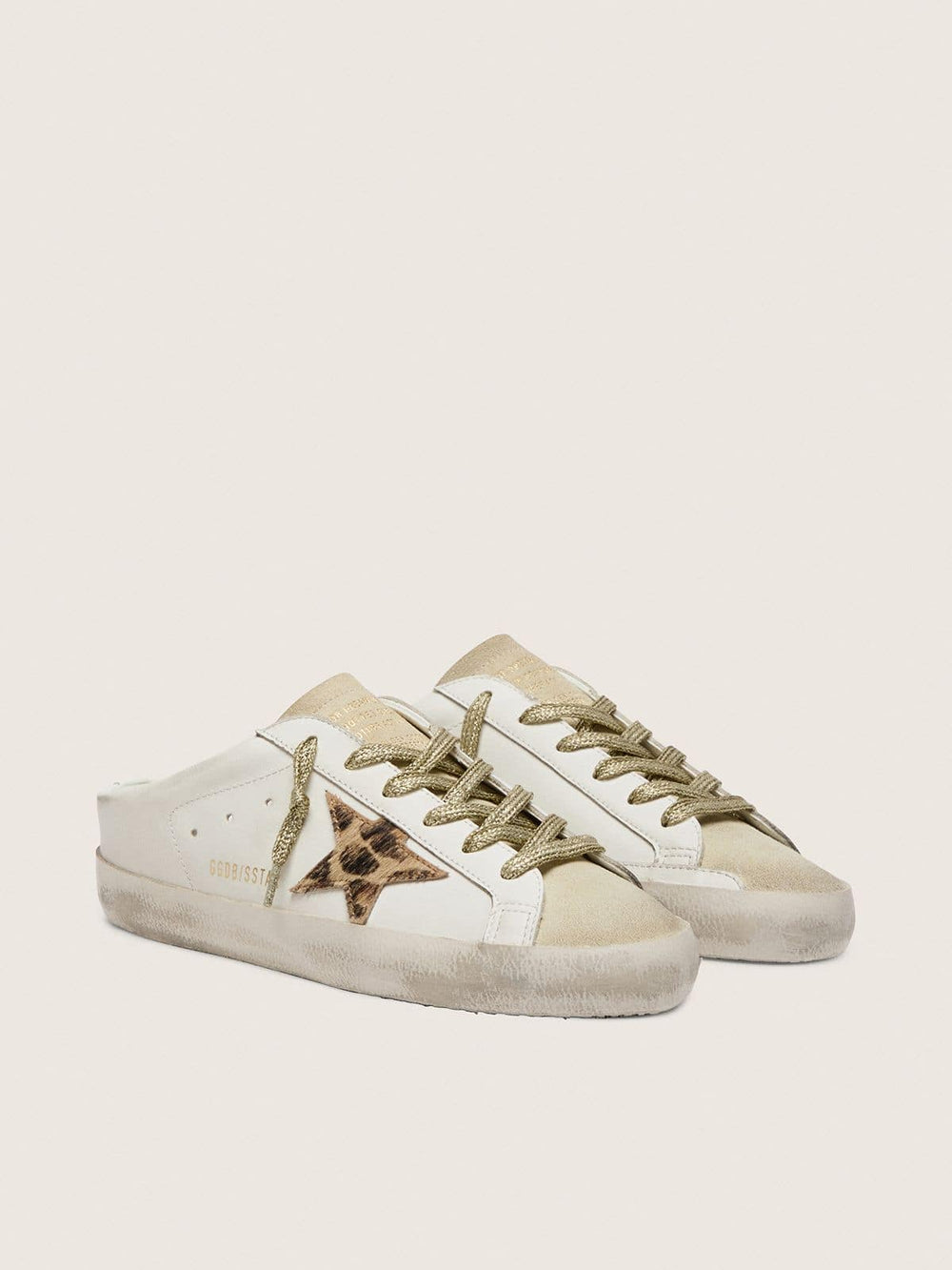 Golden Goose Super-Star Sabots with pony skin star and beige suede tongue