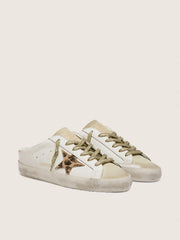 Golden Goose Super-Star Sabots with pony skin star and beige suede tongue