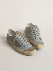 Golden Goose Women's V-Star in light blue canvas with dove-gray leather star