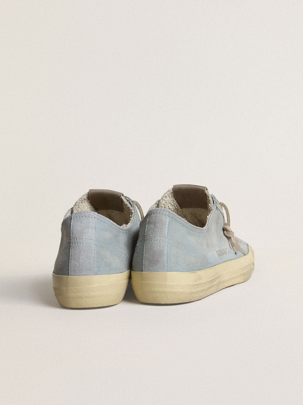 Golden Goose Women's V-Star in light blue canvas with dove-gray leather star