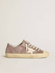 Golden Goose Women's V-Star in light brown metallic suede with cream leather star
