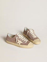 Golden Goose Women's V-Star in light brown metallic suede with cream leather star