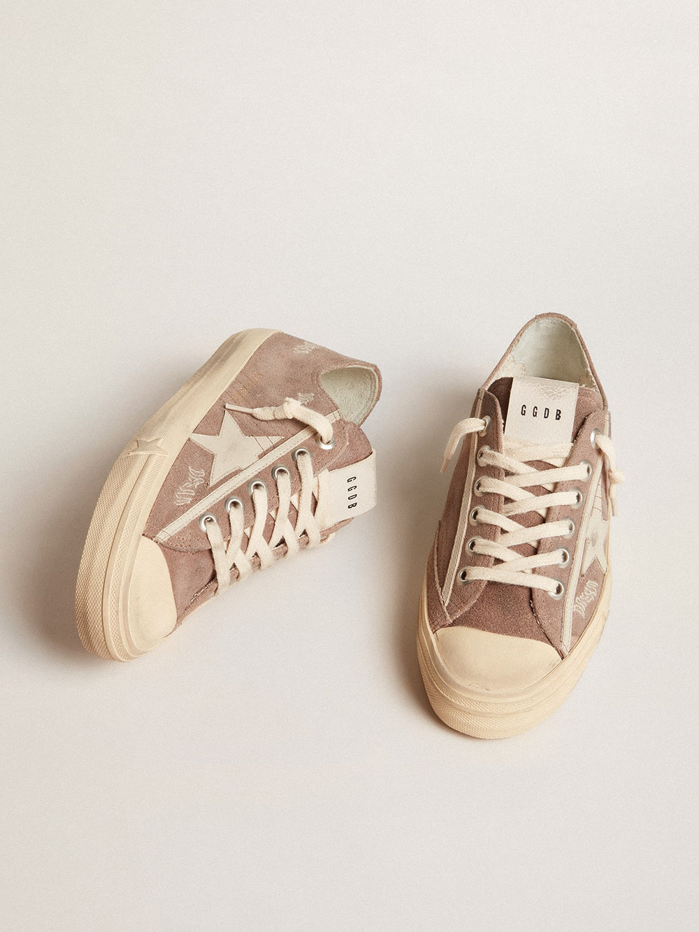 Golden Goose Women's V-Star in dove-gray suede with light gray leather star