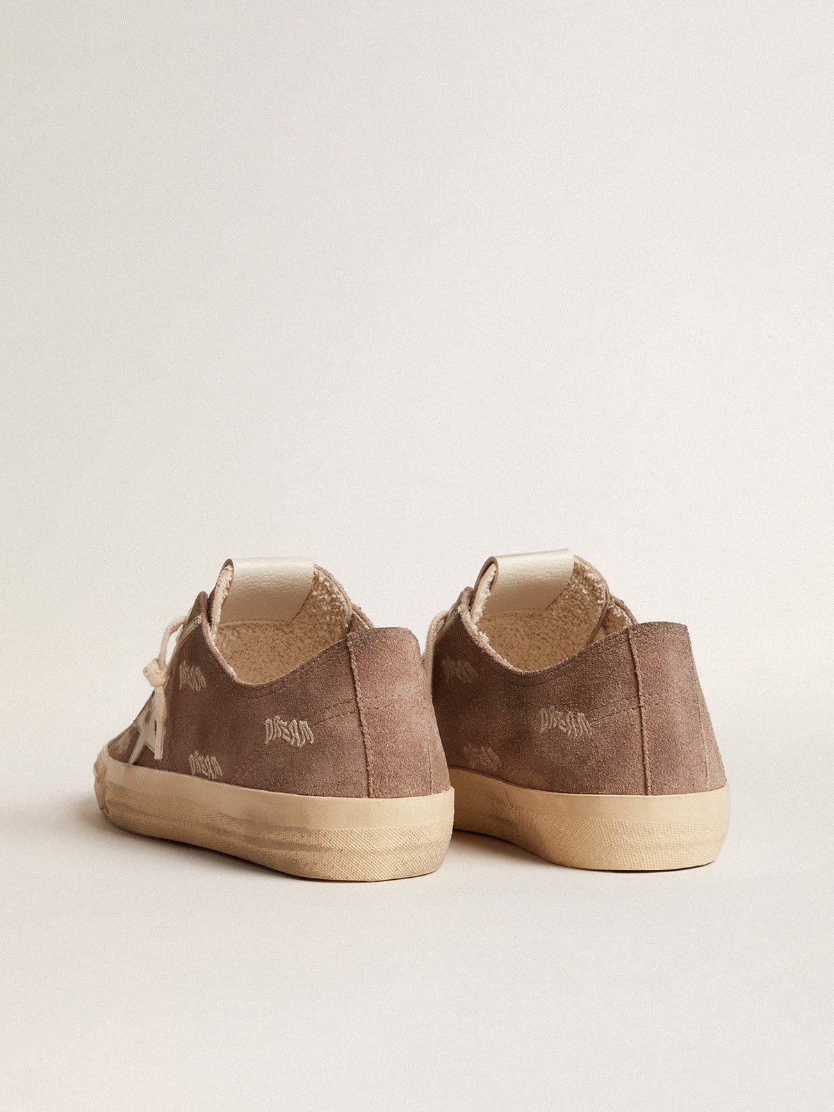 Golden Goose Women's V-Star in dove-gray suede with light gray leather star