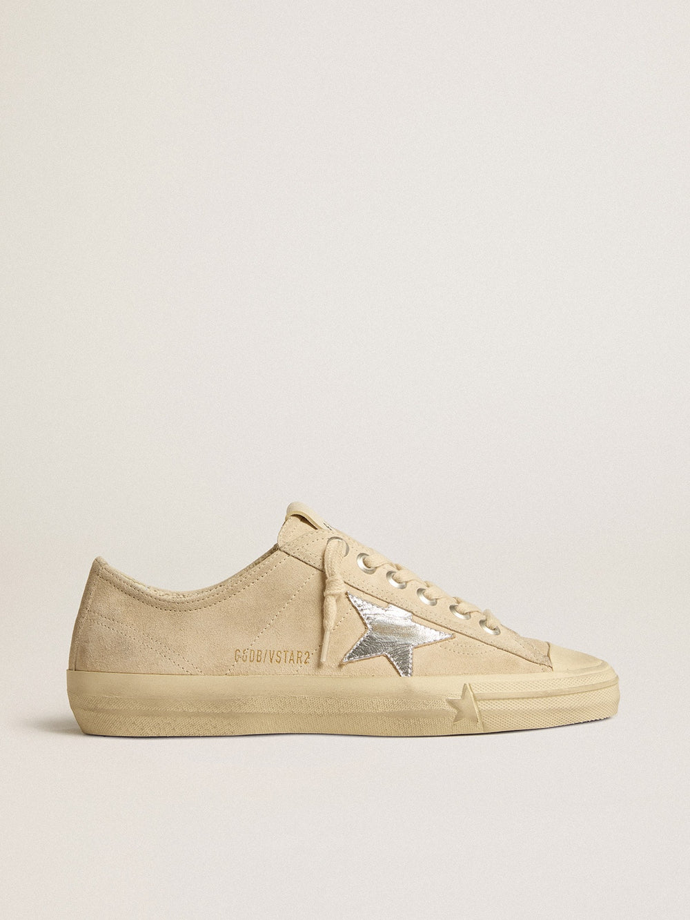Golden Goose Women’s V-Star in pearl suede with silver metallic leather star