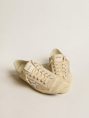 Golden Goose Women’s V-Star in pearl suede with silver metallic leather star