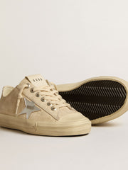 Golden Goose Women’s V-Star in pearl suede with silver metallic leather star