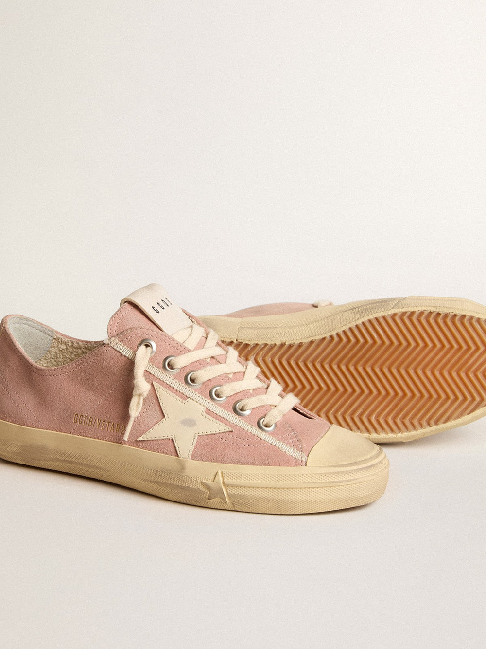 Golden Goose Women's V-Star in pink suede with cream leather star