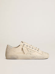 Golden Goose V-Star in light cream canvas with milk-white leather star