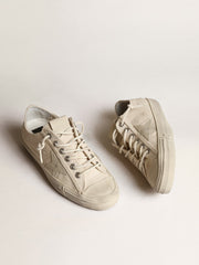 Golden Goose V-Star in light cream canvas with milk-white leather star