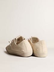 Golden Goose V-Star in light cream canvas with milk-white leather star