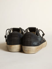 Golden Goose V-Star in midnight-blue denim with black leather star and toe