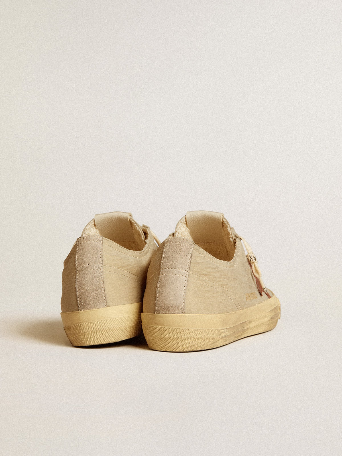 Golden Goose V-Star in quartz-colored nylon with brick-red nubuck star