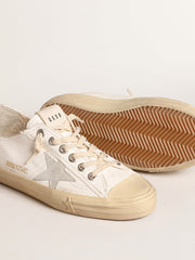 Golden Goose V-Star in nappa leather with ice-gray suede star and heel tab