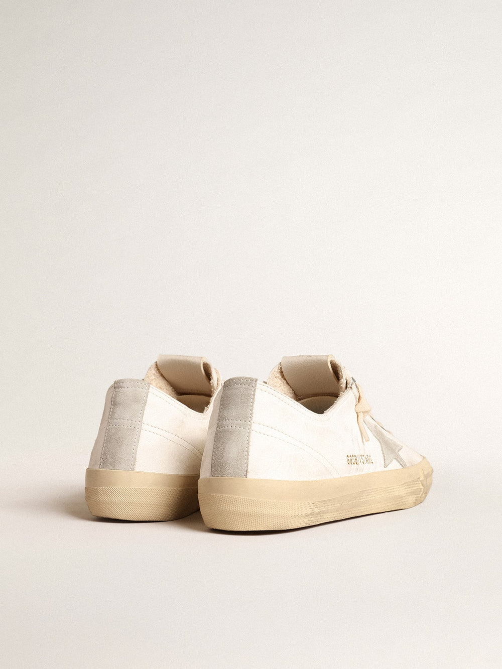 Golden Goose V-Star in nappa leather with ice-gray suede star and heel tab