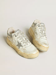 Golden Goose Women’s Forty2 in white leather with laces with Swarovski crystals and gray TPU star